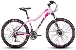 NOLOGO Bike Bicycle Womens Mountain Bikes, 21-Speed Dual Disc Brake Mountain Trail Bike, Front Suspension Hardtail Mountain Bike, Adult Bicycle, 24 Inches White (Color : 26 Inches Pink)