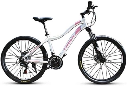 NOLOGO Bike Bicycle Womens Mountain Bikes, 21-Speed Dual Disc Brake Mountain Trail Bike, Front Suspension Hardtail Mountain Bike, Adult Bicycle, 24 Inches White (Color : 26 Inches White)