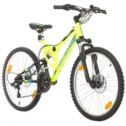 Bikesport Bike Bikesport PARALLAX Dual Suspension Mountain bike 24 Inch wheels Disc brakes Shimano 18 sp. (Neon Green)