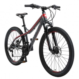 BIKESTAR Hardtail Alloy Mountainbike Shimano 21 Speed, Discbrake 26 Inch tires | 16 Inch frame MTB Bicycle | Grey Red