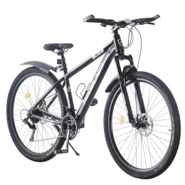 BSTSEL Bike BSTSEL 29 Inch Mountain Bike 17.5 Inch Aluminum Frame With Lockout Suspension Fork Mountain Bicycle 21 Speeds with Dual Disc-Brake Suitable (Black, Mudguard style)