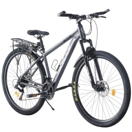 BSTSEL Bike BSTSEL 29 Inch Mountain Bike 17.5 Inch Aluminum Frame With Lockout Suspension Fork Mountain Bicycle 21 Speeds with Dual Disc-Brake Suitable (Grey, Rear Carrier Style)