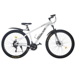 BSTSEL 29 Inch Mountain Bike 17.5 Inch Aluminum Frame With Lockout Suspension Fork Mountain Bicycle 21 Speeds with Dual Disc-Brake Suitable (White, Mudguard style)