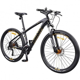 BQSWYD Bike Carbon Fiber Mountain Trail Bike 30 Speed 27.5 Inch Bicycle Full SuspensionMountain Bikes, Shimano Drivetrain, Suspension Fork / Hydraulic Disc Brake, Customized F1940-1-C, Black Gold