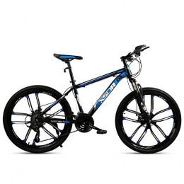 Chengke Yipin Mountain Bike Chengke Yipin Mountain bike Outdoor student bicycle 26 inch One wheel Spring front fork High carbon steel frame Double disc brakes City road bike-Black blue_27 speed