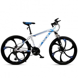 Chengke Yipin Mountain Bike Chengke Yipin Mountain bike student outdoor bicycle 24 inch one wheel spring front fork high carbon steel frame double disc brake city road bike-White blue_21 speed