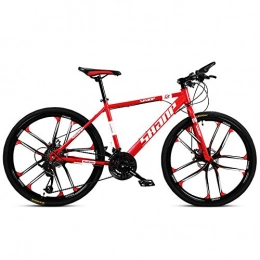 Chengke Yipin Mountain Bike Chengke Yipin Outdoor mountain bike Adult bicycle 24 inch One wheel Carbon steel frame Double disc brakes City road bike-red_21 speed