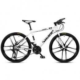 Chengke Yipin Bike Chengke Yipin Outdoor mountain bike Adult bicycle 24 inch One wheel Carbon steel frame Double disc brakes City road bike-white_21 speed