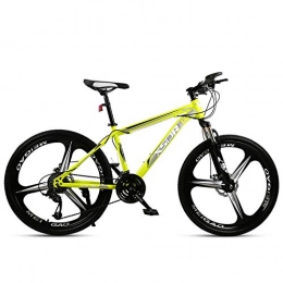 Chengke Yipin Mountain Bike Chengke Yipin Outdoor mountain bike Student bicycle 24 inch One wheel Spring front fork High carbon steel frame Double disc brakes City road bike-yellow_21 speed