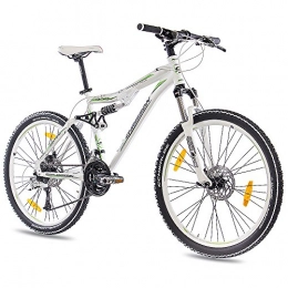 CHRISSON Bike CHRISSON '26inch Top Aluminium Mountain Bike Bicycle Contero with 24Speed Deore and Swallow and 2x Disc White Green Matt