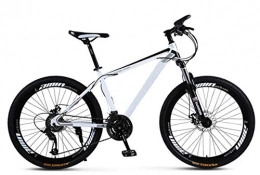 LaKoos Mountain Bike City Mountain Bike 26 Inch with Double Disc Brake, Adult MTB, Hardtail Bicycle with Adjustable Seat, Thickened Carbon Steel Frame, Spoke Wheel-White_black