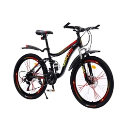 CNOPT MACTEP Mountain Bike CNOPT MACTEP 21 Speed Adult Mountain Bicycle 26 inch ，Dual Shock Light Steel Frame Bicycle ，Double Disc Brake Bicycle for Adults Men / Women，Muti Colors (Red)
