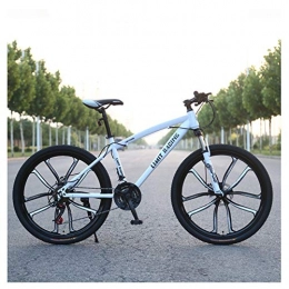 COSCANA Mountain Bike COSCANA 26 Inch Mountain Bike, 21-27 Speed High Carbon Steel Frame Bike With Double Disc Brake, Front Suspension Anti-Slip BicycleWhite-24 Speed