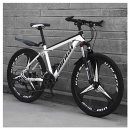 COSCANA Bike COSCANA Mountain Bike, 26" Three-Spoke Wheel, 17" High Carbon Steel Frame, Front Suspension, Dual Disc Brakes, 21-30 Speed ​​Mountain BicycleWhite-30 Speed