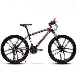 COUYY Mountain Bike COUYY 26 inch mountain bike, 21 / 24 speed with dual disc brakes, high carbon steel adult mountain bike, hard tail bike with adjustable seat, Red, 24 speed