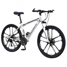 Crazboy Mountain Bike Crazboy Adult Mountain Bike, 26 inch Wheels, Mountain Trail Bike High Carbon Steel Folding Outroad Bicycles, 21-Speed Bicycle Full Suspension MTB Gears Dual Disc Brakes Mountain Bicycle (White)