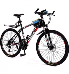 DASLING Mountain Bike DASLING 7-Speed Shift Mountain Bike Bicycle Double Disc Brakes Male And Female Students Adult 26 Inches, Red_26" X 17