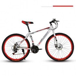 DASLING Bike DASLING Adult Mountain Bike Bicycle 26 Inch 7-Speed Transmission Double Disc Brakes Racing Student, 27 Speed_White Red
