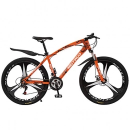 DelongKe Bike DelongKe Adult Mountain Bikes, Mountain Bike, Double Disc Brake, Bike for Men And Women, Road Bike, High-Carbon Steel Frame, All Terrain Mountain Bike, 27Speed, Orange, three cutter wheel