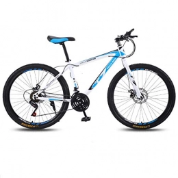 DGAGD Mountain Bike DGAGD 24 inch bicycle mountain bike adult variable speed light bicycle spoke wheel-White blue_24 speed