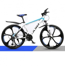 DGAGD Mountain Bike DGAGD 24 inch mountain bike adult male and female variable speed light road racing six-cutter wheels-White blue_21 speed