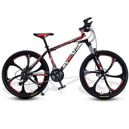 DGAGD Mountain Bike DGAGD 24 inch mountain bike adult men and women variable speed transportation bicycle six cutter wheels-Black red_21 speed