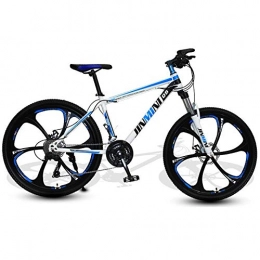 DGAGD Mountain Bike DGAGD 24 inch mountain bike adult men and women variable speed transportation bicycle six cutter wheels-White blue_21 speed