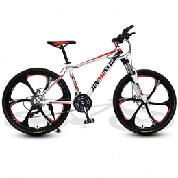 DGAGD Mountain Bike DGAGD 24 inch mountain bike adult men and women variable speed transportation bicycle six cutter wheels-White Red_21 speed