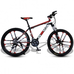 DGAGD Mountain Bike DGAGD 24 inch mountain bike adult men and women variable speed transportation bicycle ten cutter wheels-Black red_21 speed