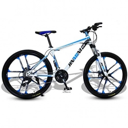 DGAGD Mountain Bike DGAGD 24 inch mountain bike adult men and women variable speed transportation bicycle ten cutter wheels-White blue_21 speed