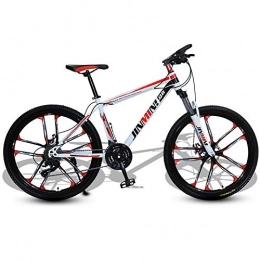 DGAGD Mountain Bike DGAGD 24 inch mountain bike adult men and women variable speed transportation bicycle ten cutter wheels-White Red_21 speed