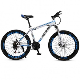 DGAGD Mountain Bike DGAGD 24 inch mountain bike adult variable speed dual disc brake aluminum alloy bicycle 40 cutter wheels-White blue_24 speed