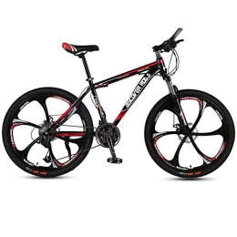 DGAGD Mountain Bike DGAGD 24 inch mountain bike bicycle adult variable speed dual disc brake high carbon steel bicycle six cutter wheels-Black red_21 speed