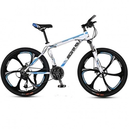 DGAGD Bike DGAGD 24 inch mountain bike bicycle adult variable speed dual disc brake high carbon steel bicycle six cutter wheels-White blue_24 speed