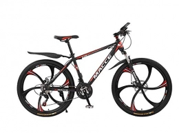 DGAGD Mountain Bike DGAGD 24 inch mountain bike bicycle male and female adult variable speed six-wheel shock-absorbing bicycle-Black red_21 speed