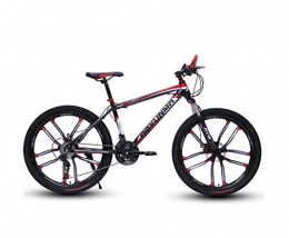 DGAGD Bike DGAGD 24 inch mountain bike bicycle men and women lightweight dual disc brakes variable speed bicycle ten cutter wheels-Black red_27 speed