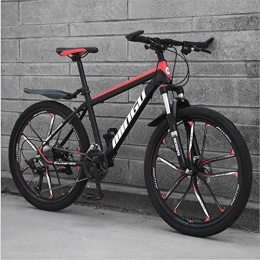 DGAGD Bike DGAGD 24-speed mountain bike disc brake adult ultra-lightweight bicycle ten-cut wheel-Black red_24 speed