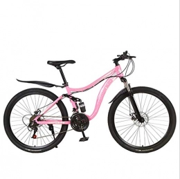 DGAGD Mountain Bike DGAGD 26 inch double damping integrated wheel off-road soft tail mountain bike bicycle spoke wheel-Pink_27 speed