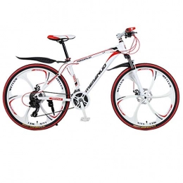 DGAGD Bike DGAGD 26 inch double disc brake variable speed aluminum alloy mountain bike six cutter wheels-White Red_27 speed