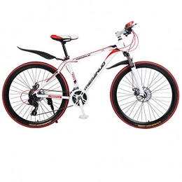 DGAGD Bike DGAGD 26 inch double disc brake variable speed aluminum alloy mountain bike spoke wheel-White Red_27 speed