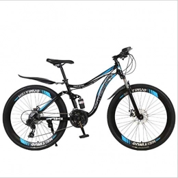 DGAGD Mountain Bike DGAGD 26 inch double shock-absorbing integrated wheel cross-country soft tail mountain bike bicycle 40 cutter wheel-Black blue_21 speed