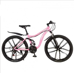 DGAGD Mountain Bike DGAGD 26 inch double shock-absorbing integrated wheel cross-country soft tail mountain bike bicycle ten cutter wheel-Pink_27 speed