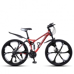 DGAGD Mountain Bike DGAGD 26 inch downhill soft-tail mountain bike variable speed male and female six-wheel mountain bike-Black red_21 speed