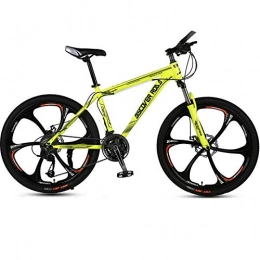 DGAGD Mountain Bike DGAGD 26 inch mountain bike bicycle adult variable speed dual disc brake high carbon steel bicycle six cutter wheels-yellow_24 speed