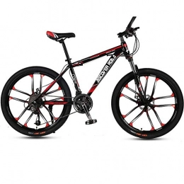 DGAGD Mountain Bike DGAGD 26 inch mountain bike bicycle adult variable speed dual disc brake high carbon steel bicycle ten cutter wheels-Black red_27 speed
