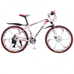 DGAGD Mountain Bike DGAGD 26 inch mountain bike bicycle male and female variable speed city aluminum alloy six-cutter wheel-White Red_21 speed
