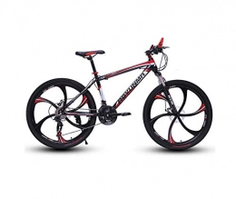 DGAGD Bike DGAGD 26 inch mountain bike bicycle men and women lightweight dual disc brakes variable speed bicycle six blade wheels-Black red_21 speed
