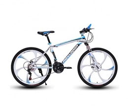 DGAGD Mountain Bike DGAGD 26 inch mountain bike bicycle men and women lightweight dual disc brakes variable speed bicycle six blade wheels-White blue_21 speed