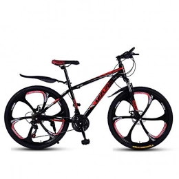 DGAGD Mountain Bike DGAGD 26 inch mountain bike variable speed bicycle light racing six cutter wheels-Black red_27 speed