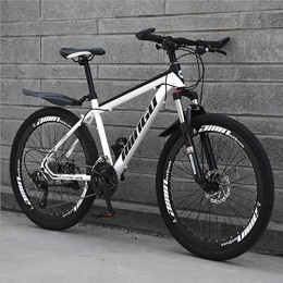 DGAGD Mountain Bike DGAGD 26 inch mountain bike variable speed off-road shock-absorbing bicycle light road racing 40 cutter wheels-White black_21 speed